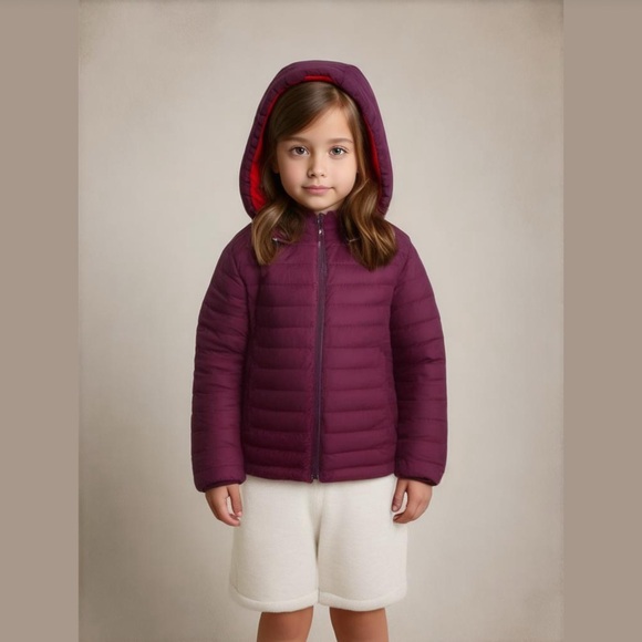 SPYDER Puffer Jacket Youth Large (12-14) Full Zip Purple with Orange Lining EUC